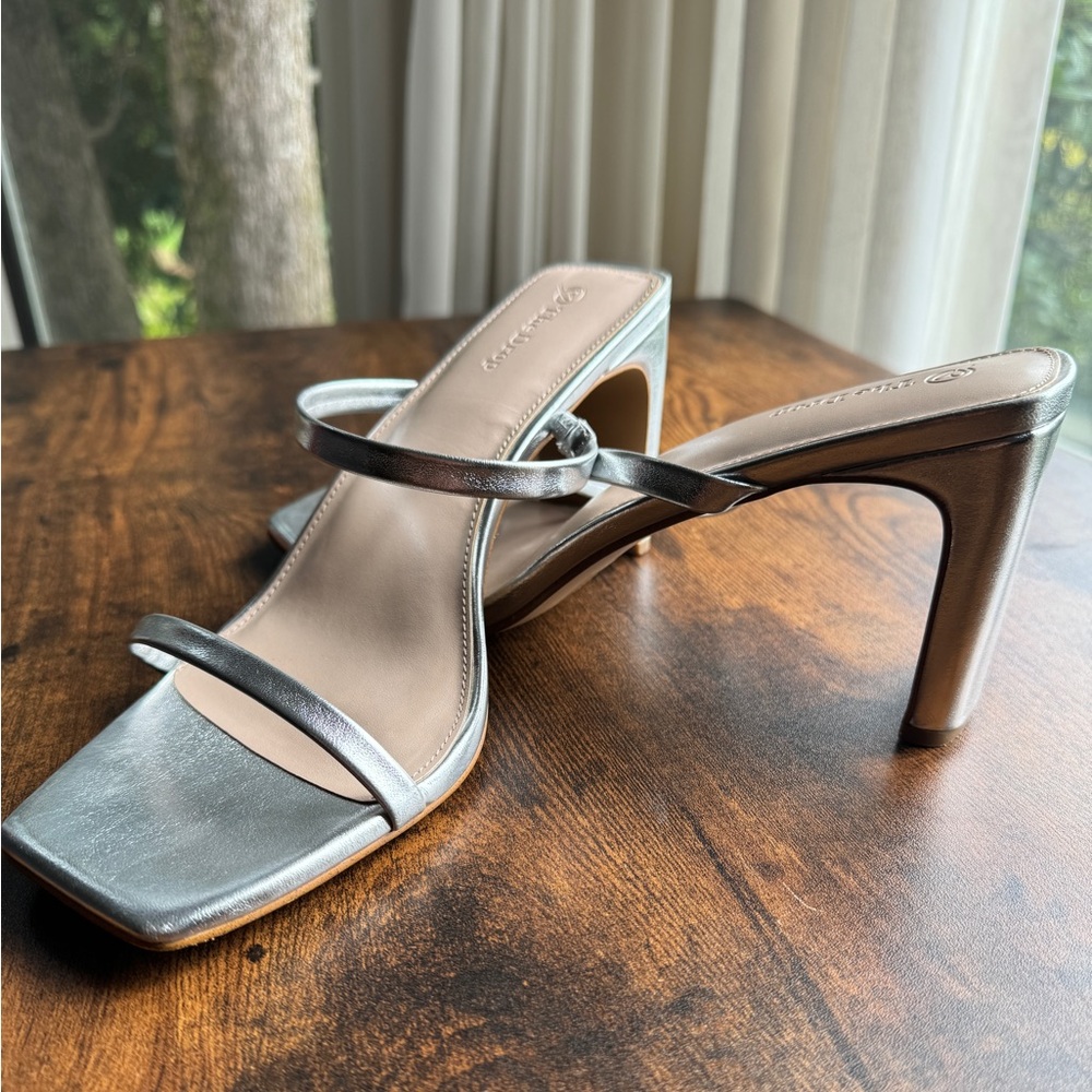 Silver Square Toe High Heeled Sandal - Picture 3 of 8